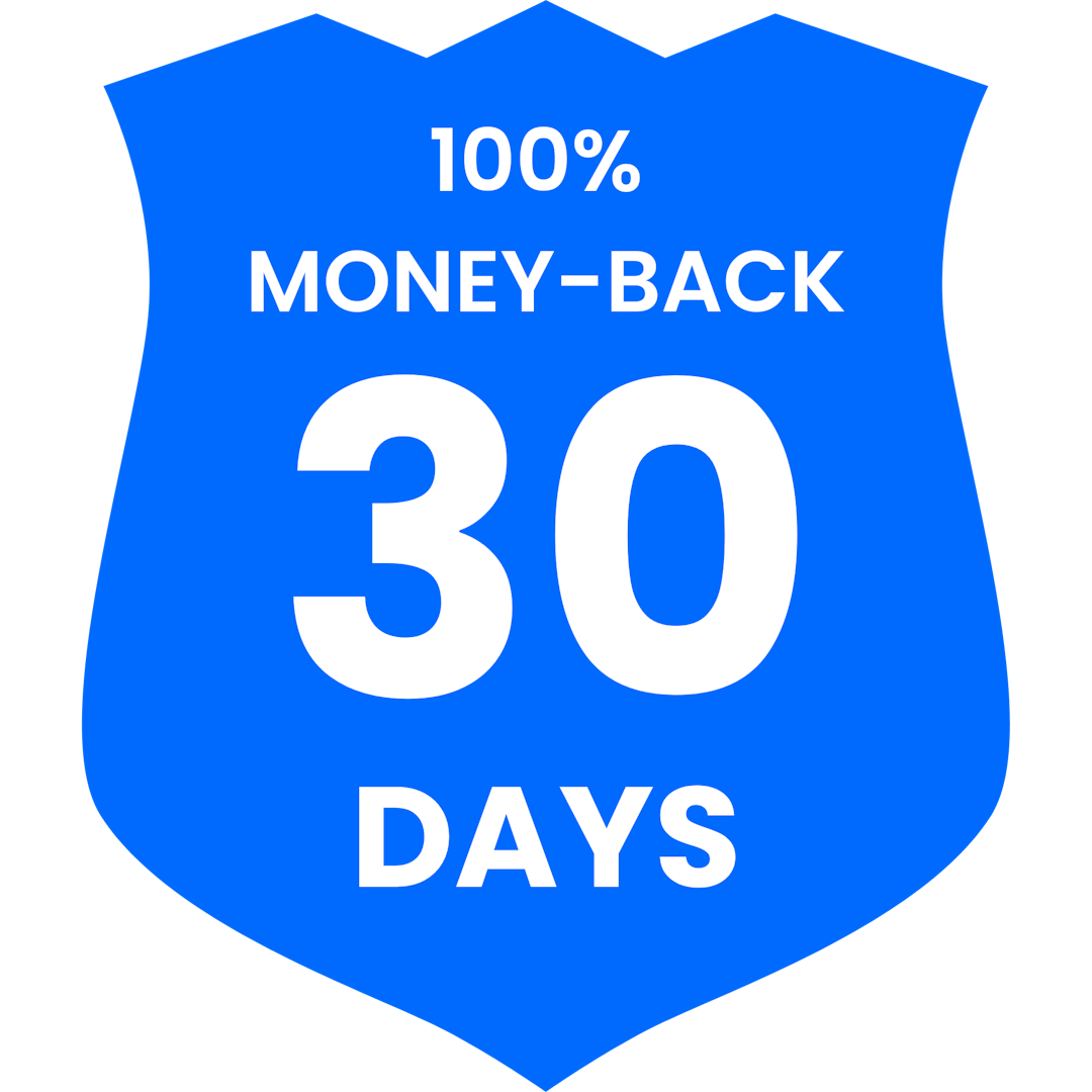 30 Days 100% Moneyback Guarantee